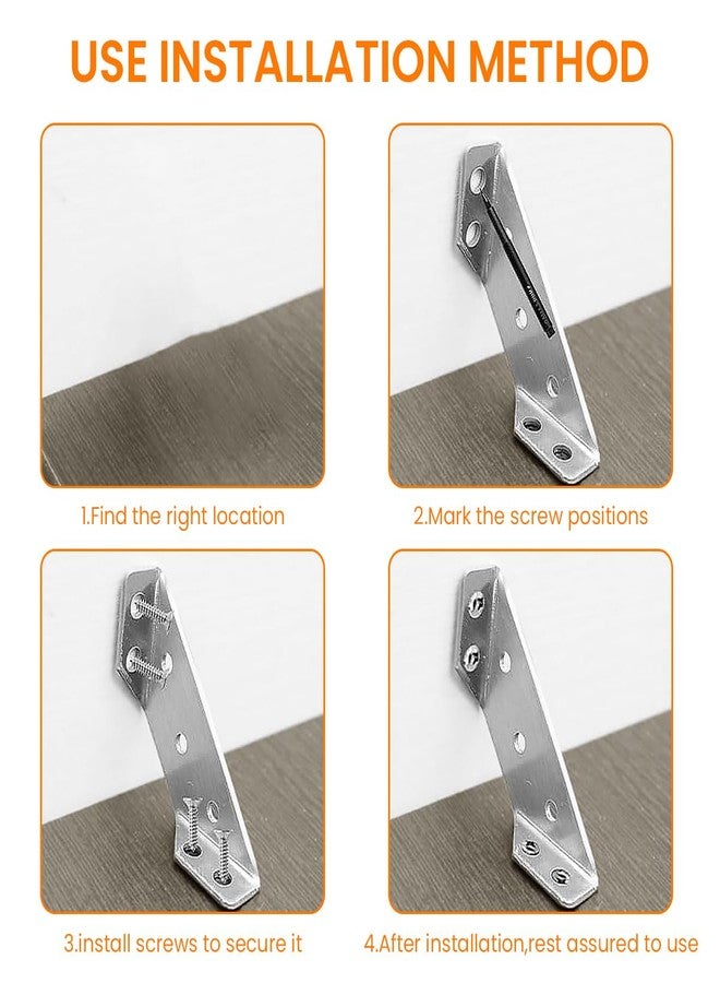 Serplex مجموعة Serplex® من 10 قطع من دعامات الرفوف مع 60 برغي، موصل زاوية أثاث بسماكة 2 مم، دعامة زاوية من الفولاذ المقاوم للصدأ، دعامة زاوية شديدة التحمل للألواح الخشبية، أعمال النجارة، والحرف اليدوية - Image 3